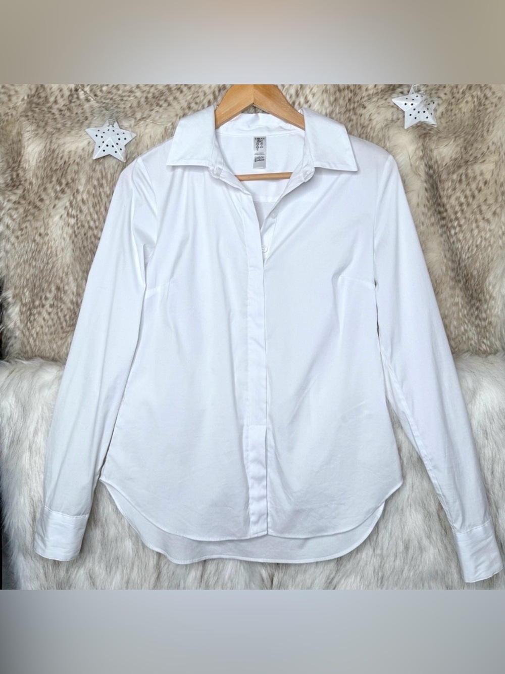 SPANX White No Gape Cotton/Nylon/Elastane Shirt Size Medium - Picture 12 of 13